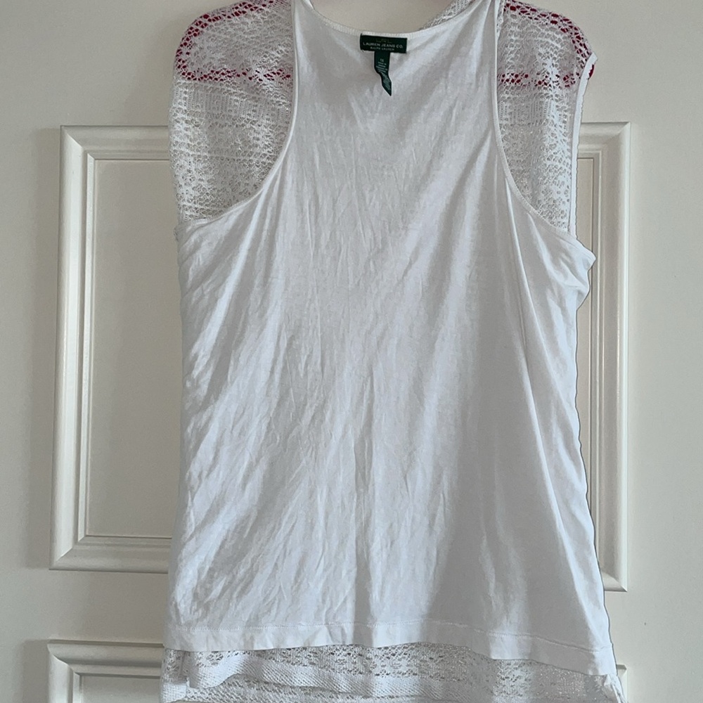 Ralph Lauren Tank Top White Lace size 1X - Picture 5 of 8